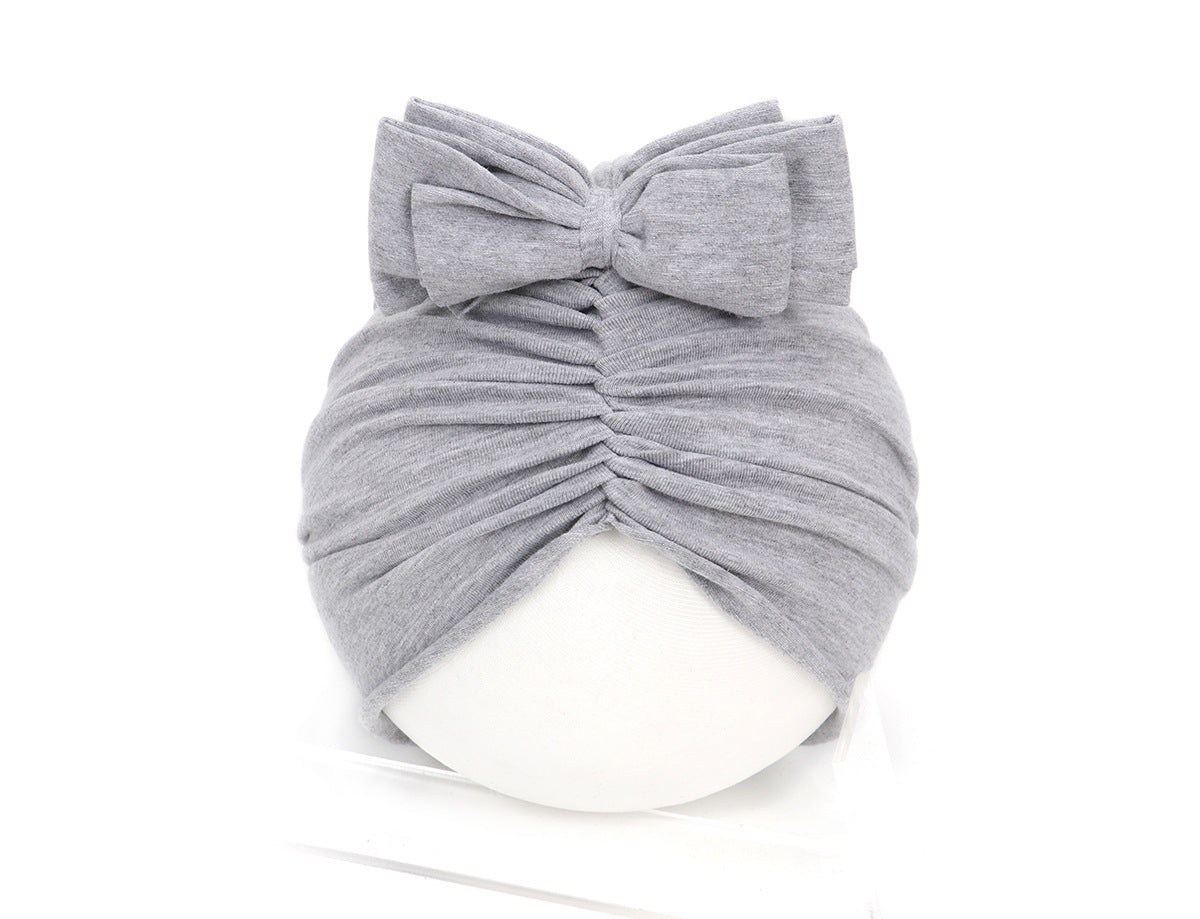 Cute Baby Hat Newborn Soft Baby Girl Hat Turban Infant Toddler Baby Cap Bonnet Headwraps 35 to 48 Grey - D&A