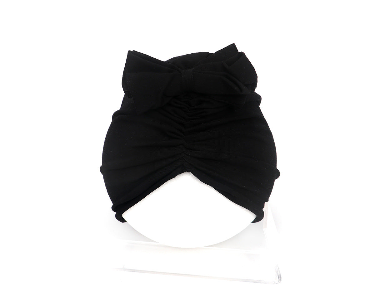 Cute Baby Hat Newborn Soft Baby Girl Hat Turban Infant Toddler Baby Cap Bonnet Headwraps 35 to 48 Black - D&A