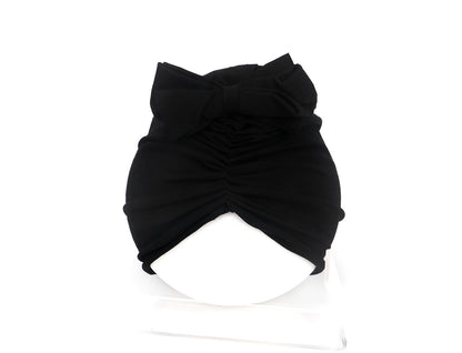 Cute Baby Hat Newborn Soft Baby Girl Hat Turban Infant Toddler Baby Cap Bonnet Headwraps 35 to 48 Black - D&A