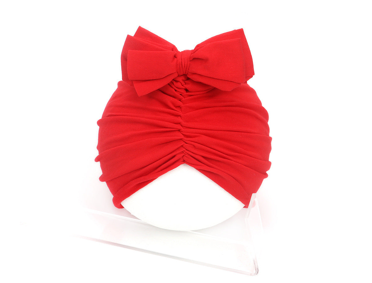 Cute Baby Hat Newborn Soft Baby Girl Hat Turban Infant Toddler Baby Cap Bonnet Headwraps 35 to 48 Red - D&A