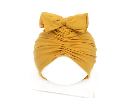 Cute Baby Hat Newborn Soft Baby Girl Hat Turban Infant Toddler Baby Cap Bonnet Headwraps 35 to 48 Yellow - D&A