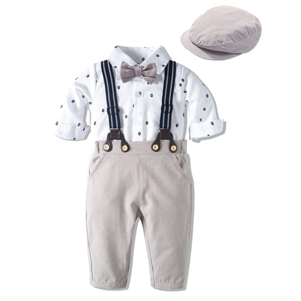 Autumn New Long Sleeve Khaki Suit Infant Clothing Boys' Gentleman Children'S Clothing silvery - D&A