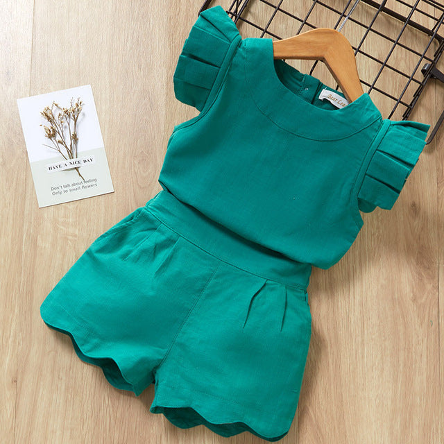 Kids Girls Clothes For Baby Girl Kids T-Shirt Shorts Suit Green - D&A