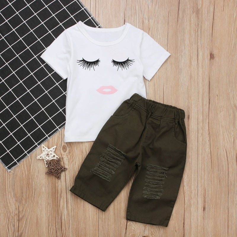 Pudcoco Girl Set 6M-4Y Kid Baby Girls Eyelash Tops T-shirt Pants Leggings Outfits Set Clothes - D&A