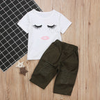 Pudcoco Girl Set 6M-4Y Kid Baby Girls Eyelash Tops T-shirt Pants Leggings Outfits Set Clothes - D&A