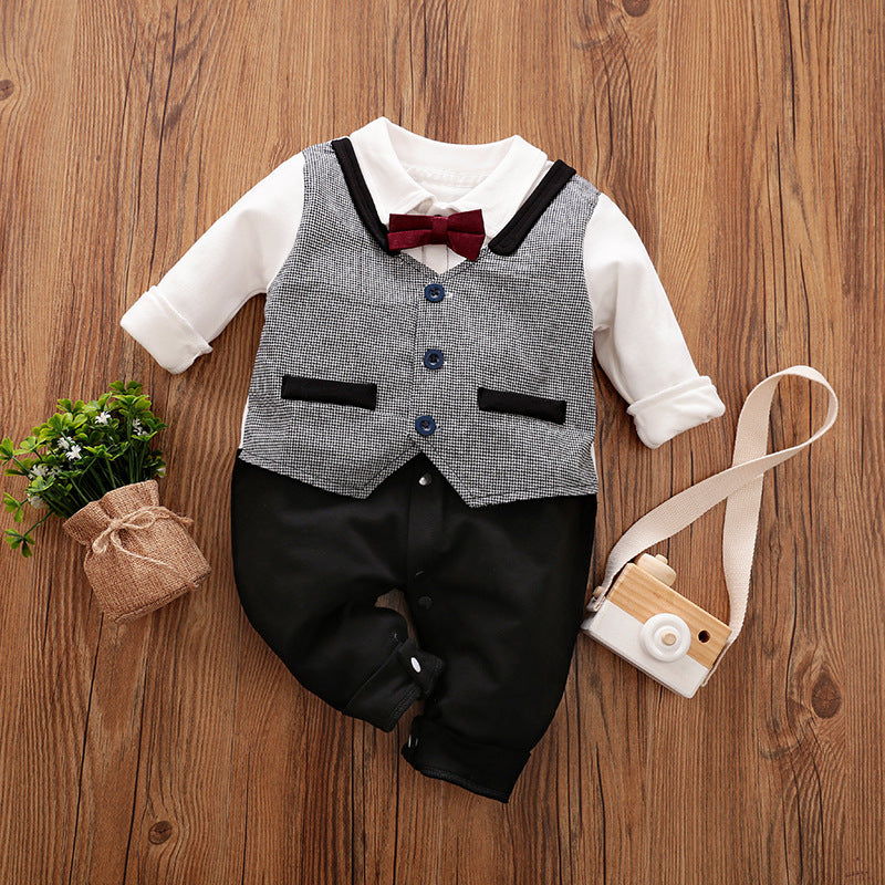 Baby Jumpsuit Spring And Autumn Models Foreign Trade Gentleman Baby Clothes Long-Sleeved Baby Clothes Baby Clothes as shown H - D&A