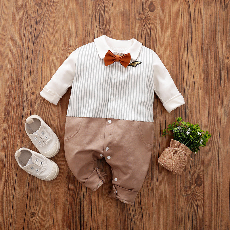 Baby Jumpsuit Spring And Autumn Models Foreign Trade Gentleman Baby Clothes Long-Sleeved Baby Clothes Baby Clothes as shown 59cm I - D&A