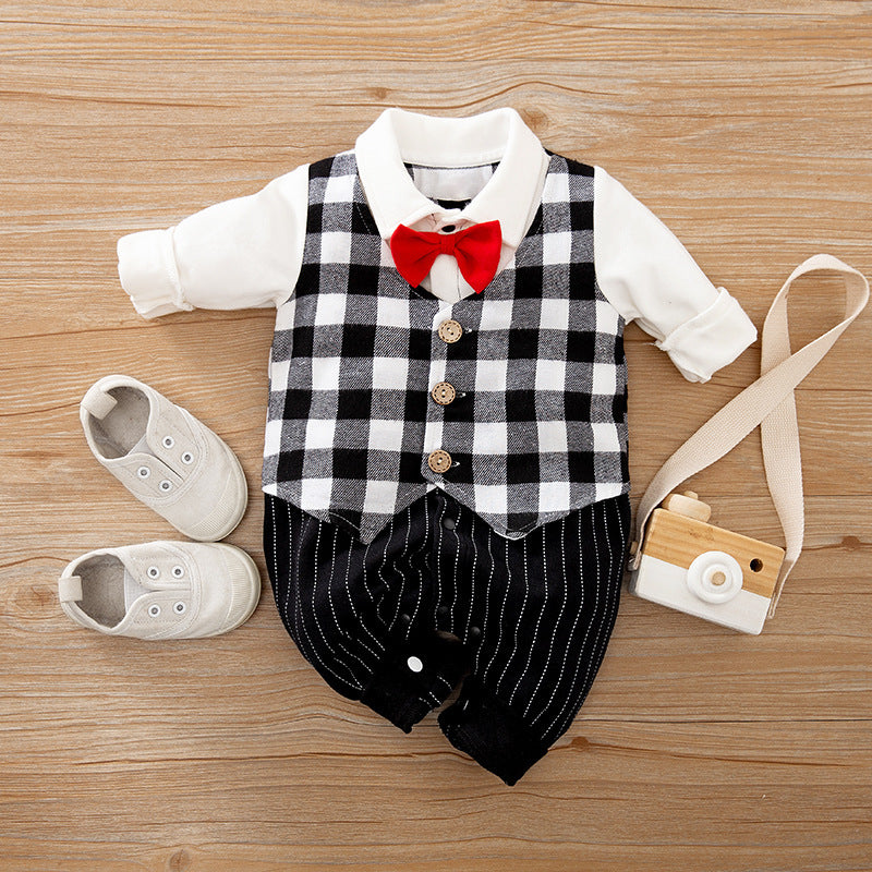 Baby Jumpsuit Spring And Autumn Models Foreign Trade Gentleman Baby Clothes Long-Sleeved Baby Clothes Baby Clothes as shown M - D&A