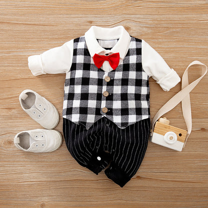Baby Jumpsuit Spring And Autumn Models Foreign Trade Gentleman Baby Clothes Long-Sleeved Baby Clothes Baby Clothes as shown M - D&A