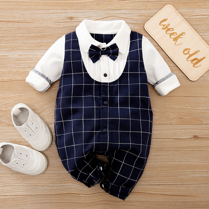 Baby Jumpsuit Spring And Autumn Models Foreign Trade Gentleman Baby Clothes Long-Sleeved Baby Clothes Baby Clothes as shown N - D&A