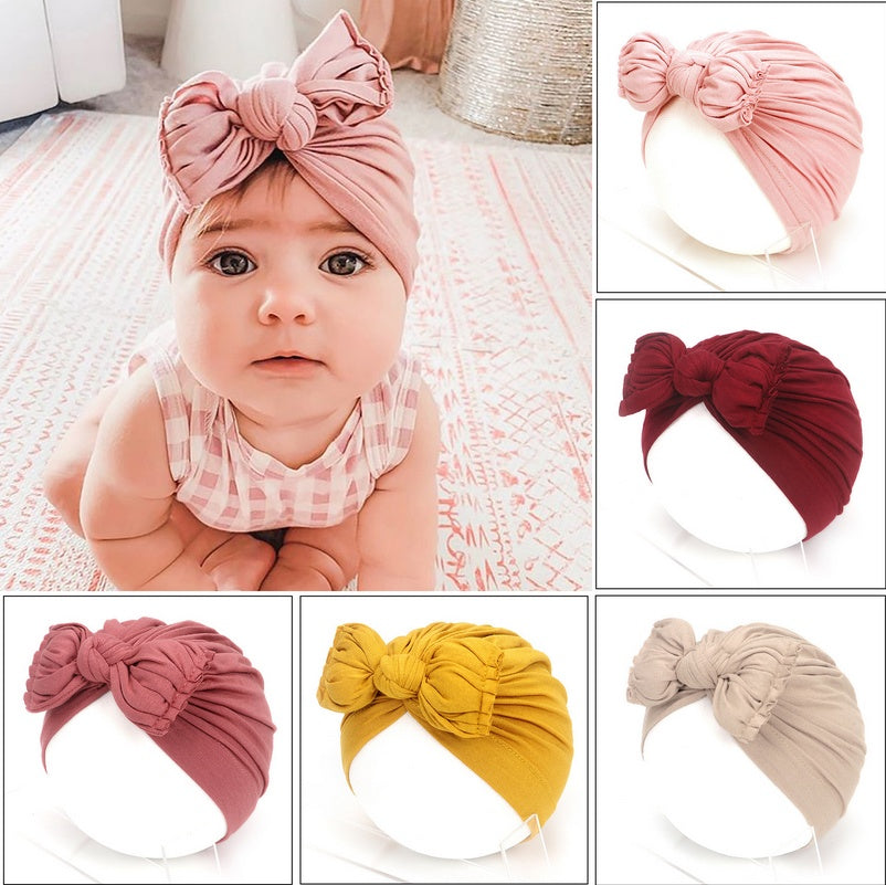 Cute Baby Hat Newborn Soft Baby Girl Hat Turban Infant Toddler Baby Cap Bonnet Headwraps - D&A