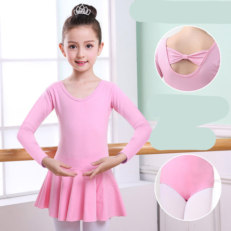 Children's Dance Clothes, Girls' Practice Clothes, Girls Short-sleeved Tutu Pink Long sleeve - D&A