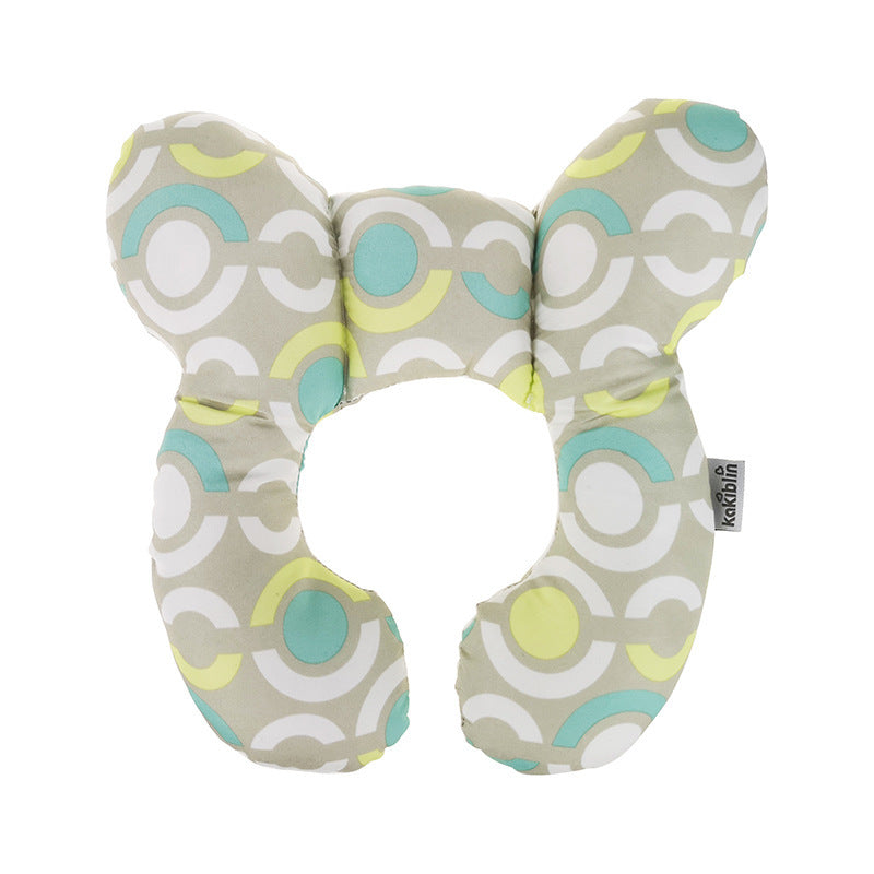 Infant Pillow Baby Bed U-Shaped Safety Seat Neck Guard Fixed Stereotyped Stroller Pillow Blue circle OPP - D&A