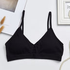 Cross Border New French Bra Rimless Sling Low Back Hollow Breathable Triangle Bra Seamless Bra Lady Black - D&A