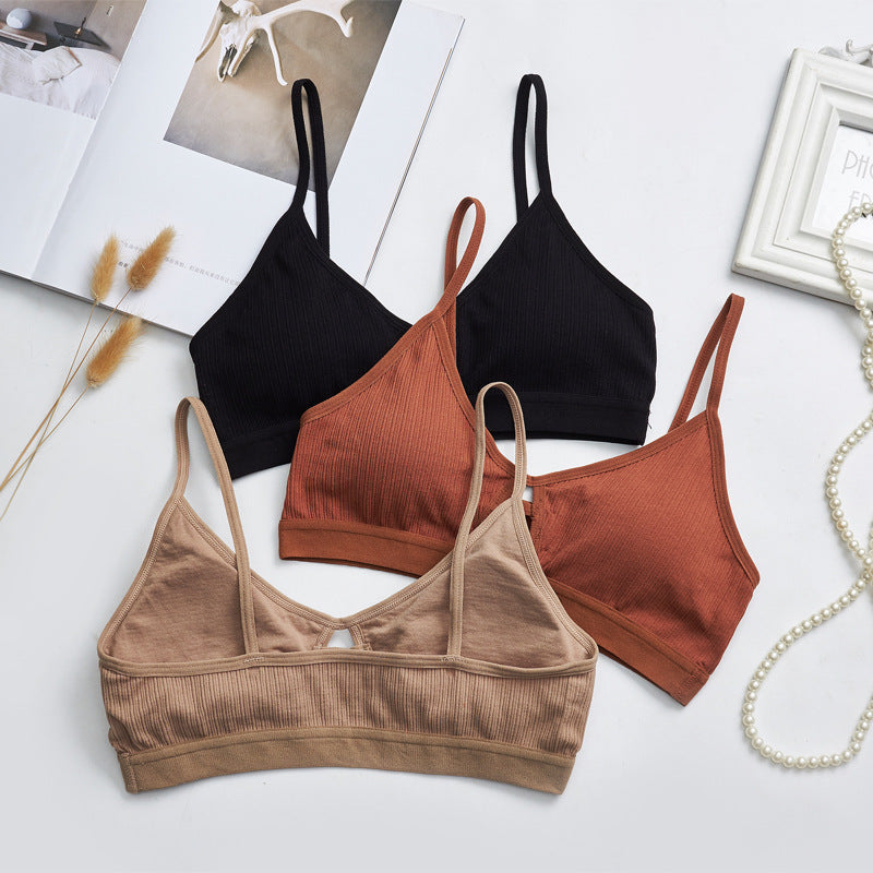 Cross Border New French Bra Rimless Sling Low Back Hollow Breathable Triangle Bra Seamless Bra Lady - D&A