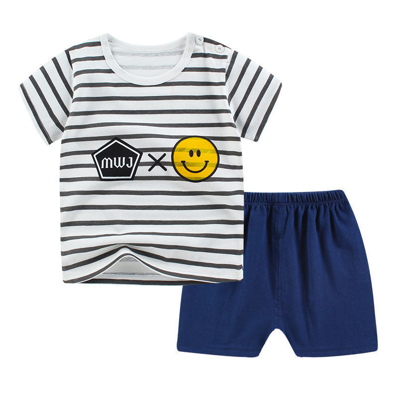 Summer Infant Newborn Baby Boy Clothes Children Clothing Set for Girls Kids T-Shirt Shorts 2PCS Outfits Cotton Casual Clothes Smiley - D&A