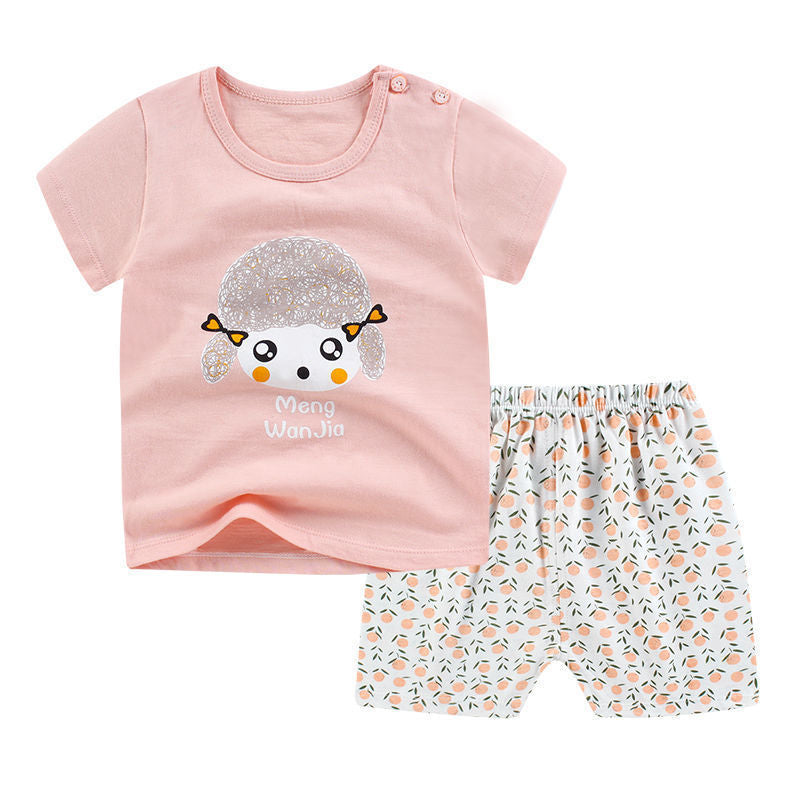 Summer Infant Newborn Baby Boy Clothes Children Clothing Set for Girls Kids T-Shirt Shorts 2PCS Outfits Cotton Casual Clothes Curly girl - D&A