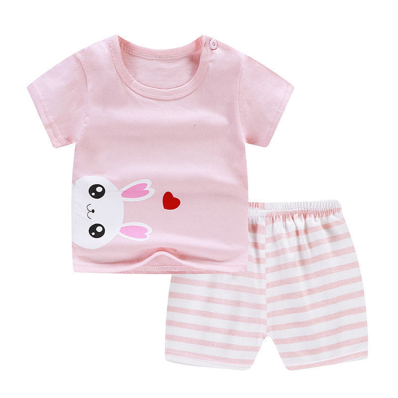 Summer Infant Newborn Baby Boy Clothes Children Clothing Set for Girls Kids T-Shirt Shorts 2PCS Outfits Cotton Casual Clothes White Rabbit - D&A
