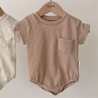 Children'S Clothing T-Shirt Summer Baby Clothes Solid Color Triangle Bag Fart Baby Romper-Loose Short-Sleeved Casual Children'S Pants Dark pink romper - D&A