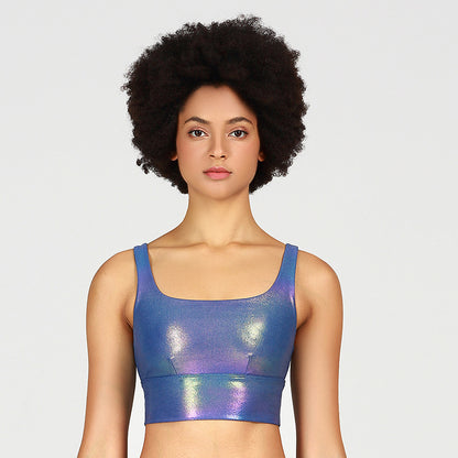 Running Fitness Yoga Vest Bra Sports Bra Grey blue - D&A