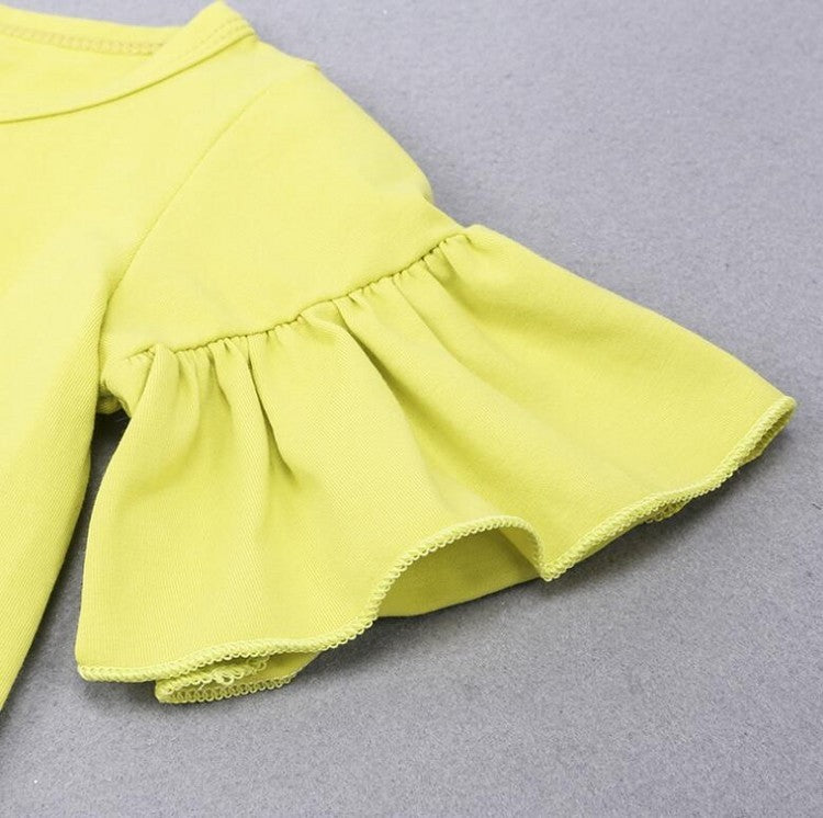 Girls Clothing Cotton Yellow Letter T-Shirt Jeans Suit - D&A