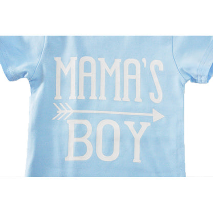 Children's Clothing Boy Suit Short-Sleeved T-Shirt Blue Letter Arrow Geometric Pants Baby Two-Piece Suit - D&A