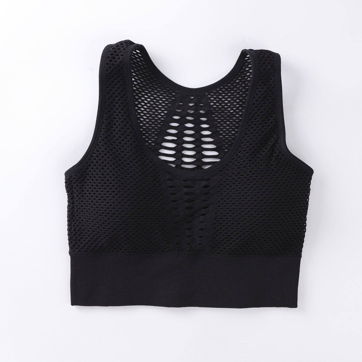 Yoga Running Bra Bra Vest Underwear Women'S Solid Color Breathable Mesh Design Detachable Bra Black - D&A