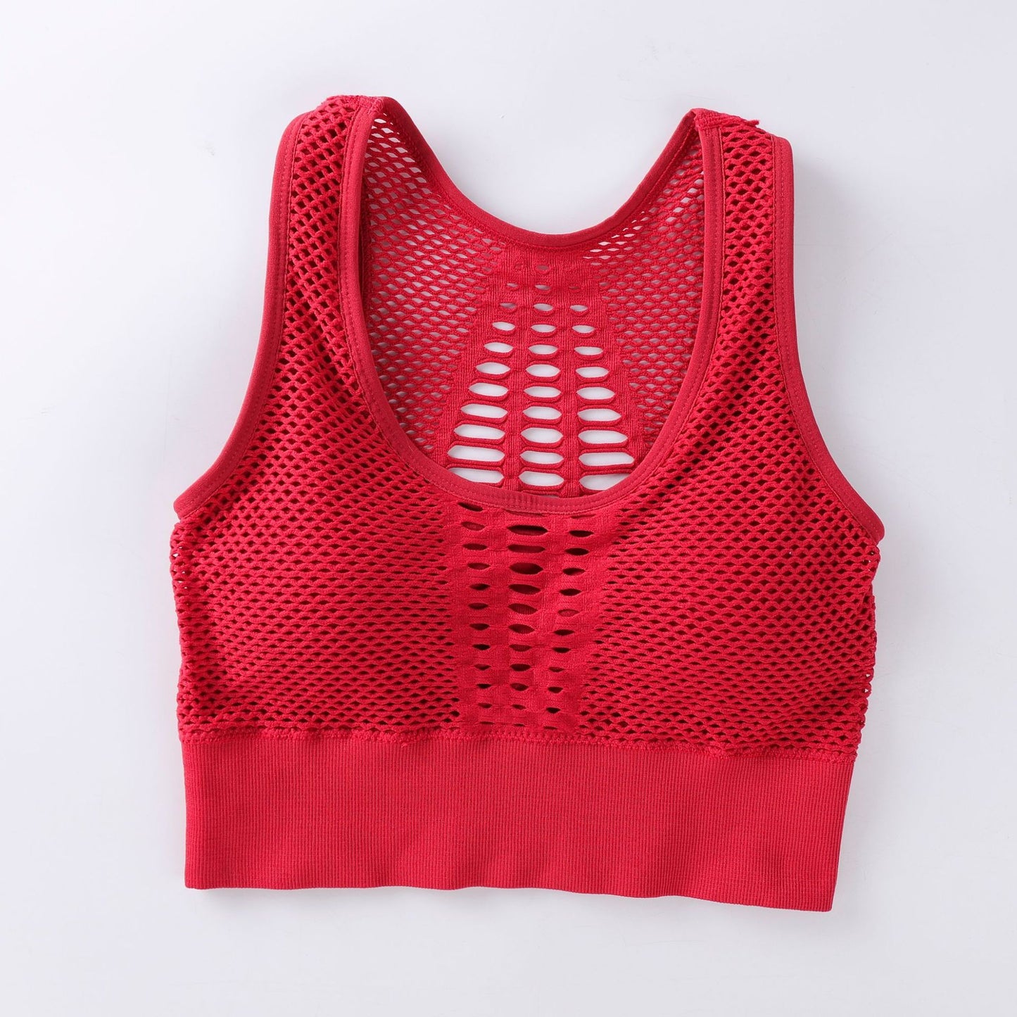 Yoga Running Bra Bra Vest Underwear Women'S Solid Color Breathable Mesh Design Detachable Bra Red - D&A