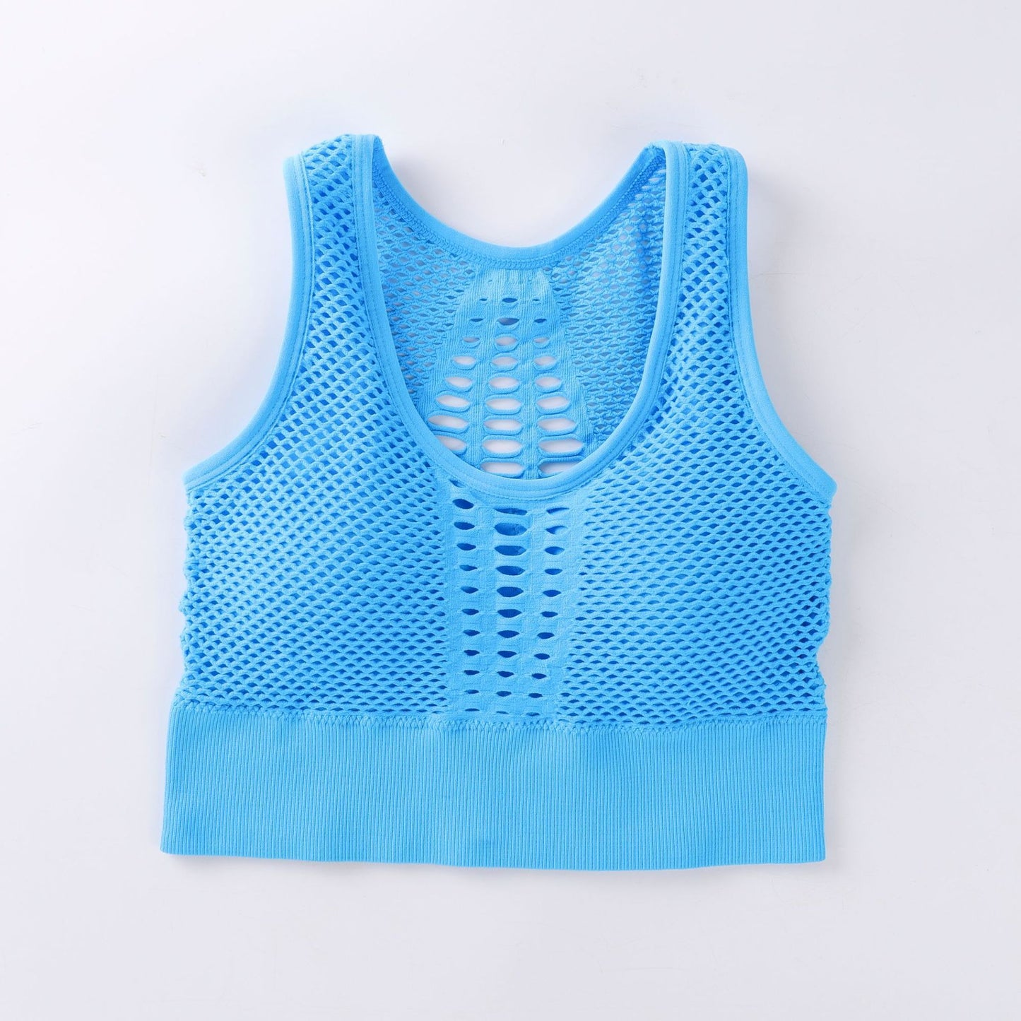 Yoga Running Bra Bra Vest Underwear Women'S Solid Color Breathable Mesh Design Detachable Bra Sky Blue - D&A