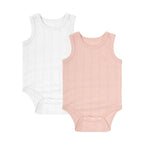 Baby Fart Clothes Men And Women Baby Vest Sleeveless White and pink - D&A