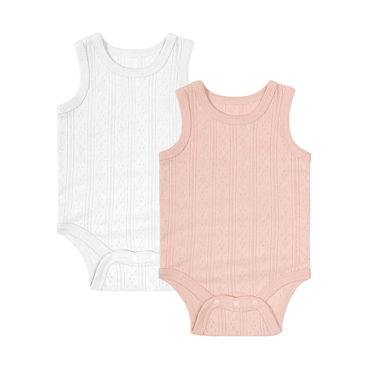 Baby Fart Clothes Men And Women Baby Vest Sleeveless White and pink - D&A