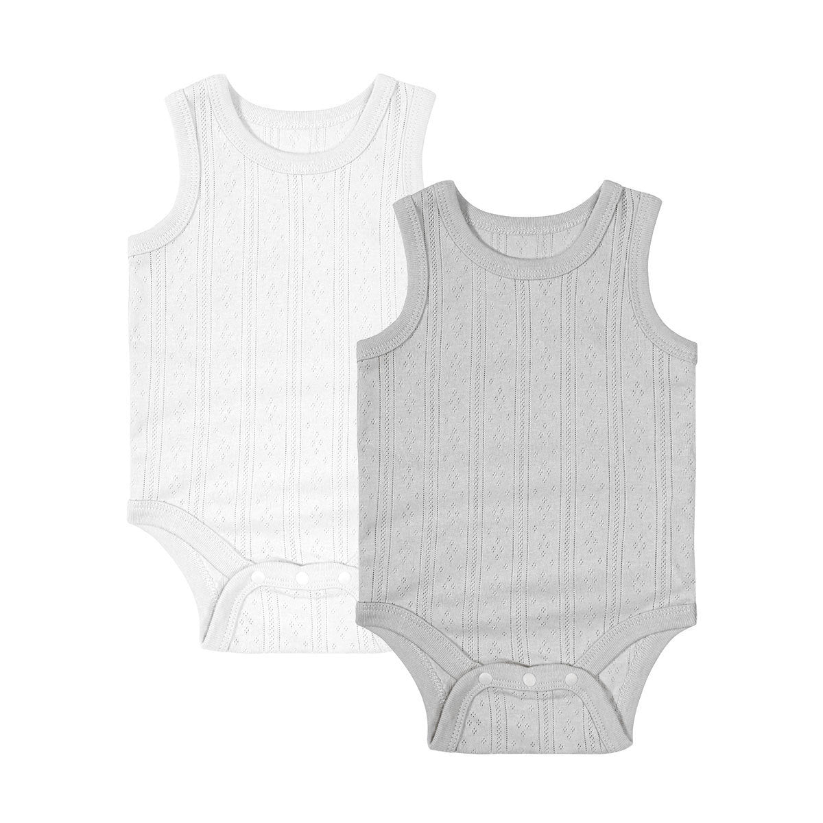 Baby Fart Clothes Men And Women Baby Vest Sleeveless White and grey - D&A