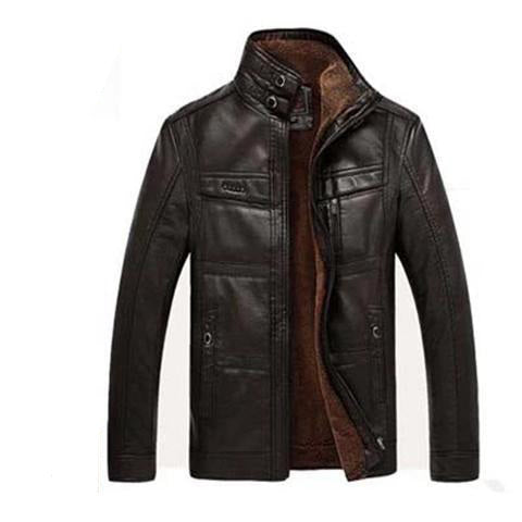 Men's Leather Jackets For Winter Jacket Men And Coats Leather Male Coat For Brand Men's Oblique Zipper Winter Down Biker Jacket Black - D&A