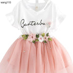 Summer Kids Girls Clothing Sets 2 pcs T-shirt Hole Pants Set - D&A