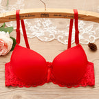 Bra Small Chest Gathered Bra With Underwire Red - D&A