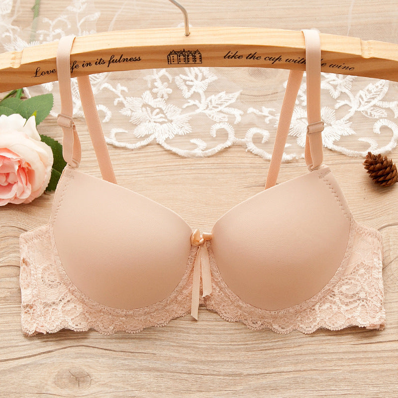 Bra Small Chest Gathered Bra With Underwire Skin color - D&A