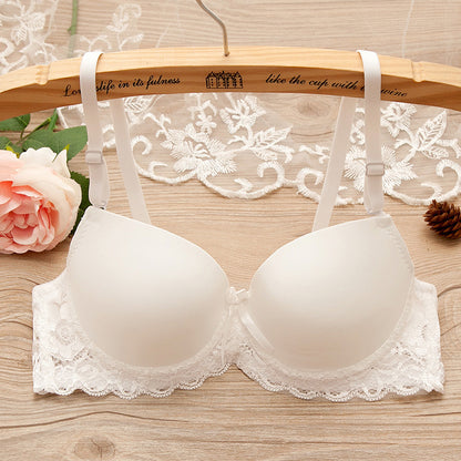 Bra Small Chest Gathered Bra With Underwire White - D&A