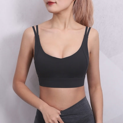 Shock-proof Running Bra Gathers Stereotype Fitness Bra Black - D&A