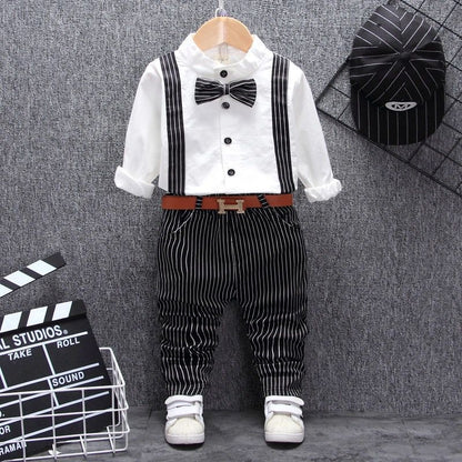 Boys Bib Two-piece Children's Clothing White - D&A