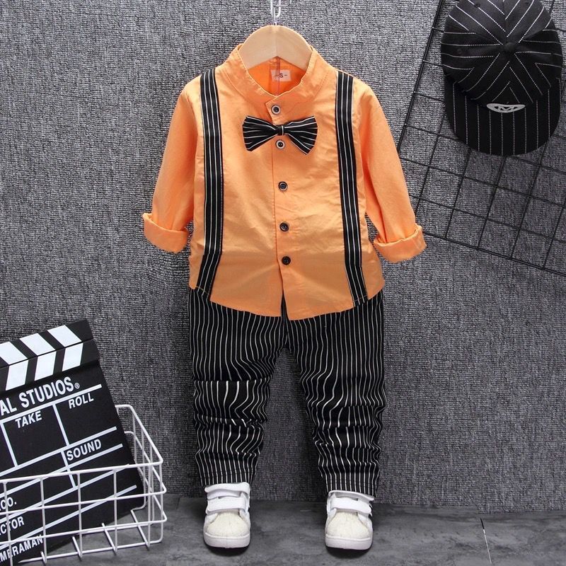 Boys Bib Two-piece Children's Clothing Orange - D&A