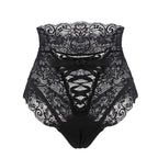 HighWaist Lace Panties Thongs Women Underwear Lingerie Black - D&A