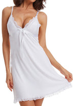 Ladies Lingerie Pajamas Lace White - D&A