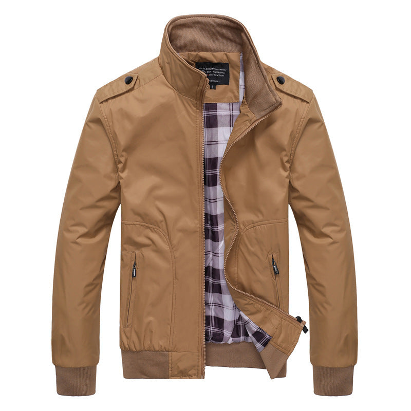 Men Overcoat Bomber Jackets Khaki - D&A