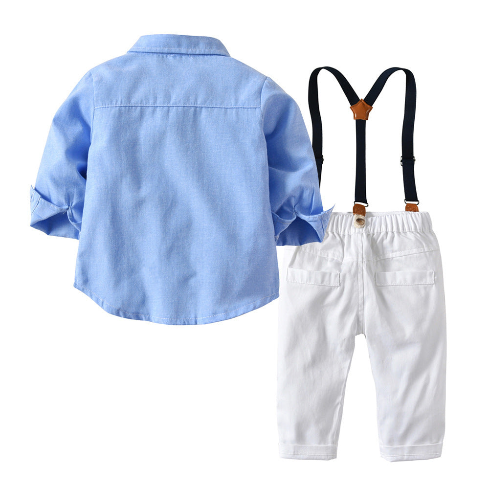 Boys Gentleman Bib Pant Suit Long Sleeve Bow Tie - D&A