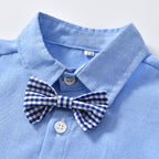 Boys Gentleman Bib Pant Suit Long Sleeve Bow Tie - D&A