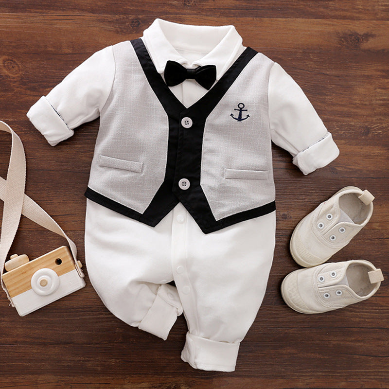 Gentleman's Baby Clothes, Long-sleeved Baby Clothes, Gentleman's Romper E - D&A