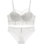 Lingerie Feminine Lace Bra Set With Underwire Bra White - D&A