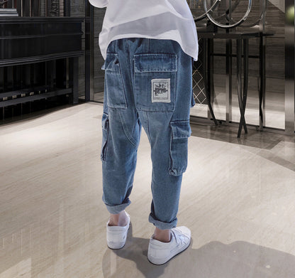 Big Kids Loose Harem Trousers Big Kids Plus Fleece Padded Overalls - D&A