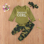 New Products Set Letter Camouflage Printed Children Set Green Female - D&A