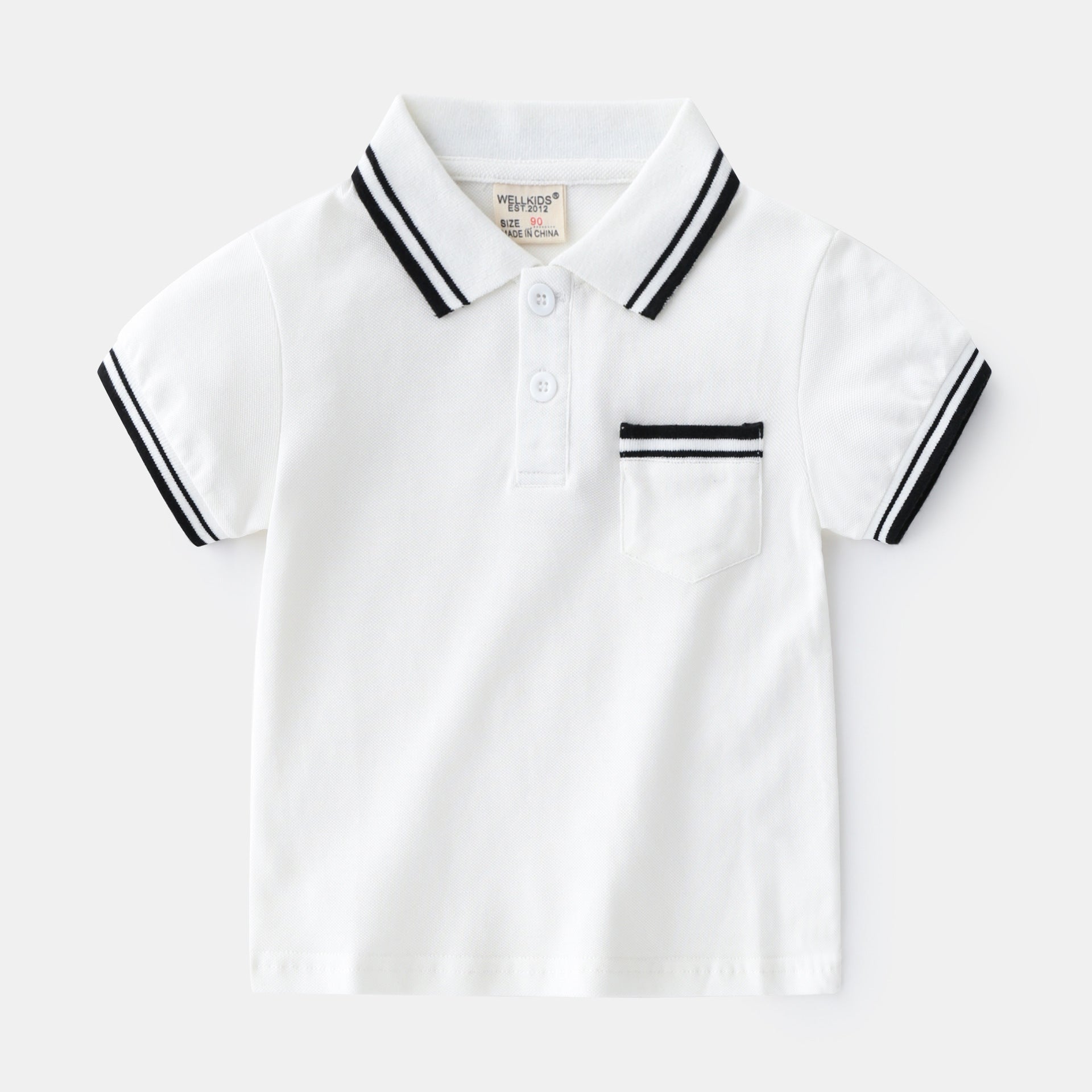 Boys' T-Shirt Summer Polo Shirt White - D&A